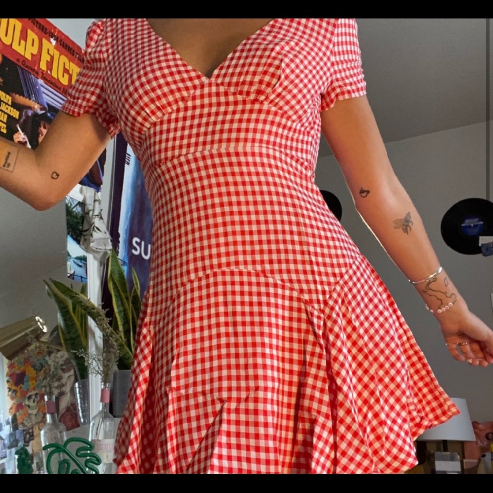 gingham size 4/6 fit & flare dress! brand new!